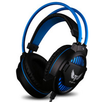 欧凡（OVANN）X70 台式电脑耳机头戴式游戏电竞网吧重低音耳麦带话筒（黑蓝色）