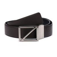 Z ZEGNA 杰尼亚 奢侈品 男士深棕色黑色牛皮板扣式双面皮带腰带 BARIA5 505C TNV 95cm