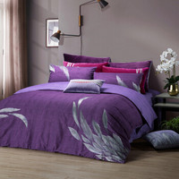 尚玛可四件套全棉磨毛时尚浪漫紫色纯棉床单被套床品套件 银翼200*230cm