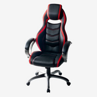 山业 电脑椅子 可转办公椅 可收纳脚垫 高椅背 人体工学椅 赛车椅 电竞椅 黑红 游戏椅子 150-SNCL005