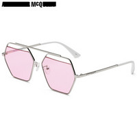 MCQ 麦昆 eyewear 男女中性款太阳镜 亚洲版金属框太阳镜 MQ0178SA-004 银灰色镜框粉红色镜片 54mm