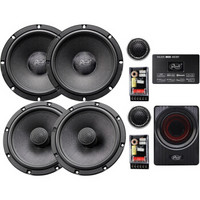 Rondo汽车音响改装 SR650+SR650C前后喇叭套装+L8超薄低音炮+BOX 480BT处理器+线材配件