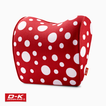 D-K 汽车头枕护颈枕 纯棉面料太空记忆棉行车靠枕 车用颈枕 头靠枕波点红+白