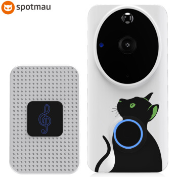 斑点猫 spotmau智能门铃智能摄像头可视门铃电子猫眼二合一R1 贵族猫+叮咚机