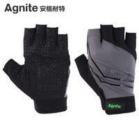 安格耐特（Agnite） F5126健身手套男女哑铃器械护腕 力量训练半指颗粒防滑透气防滑护掌运动手套 黑色L