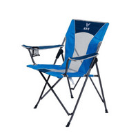 威野营（V-CAMP） 宽座折叠椅 钓鱼椅子 沙滩休闲椅 简约靠背椅 户外扶手椅子（蓝色）