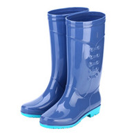 纪维希（jiweixi）雨靴 耐磨防滑防水工作鞋男女高筒套脚胶鞋 JWX1003 高筒蓝色 38