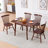 杜沃 家具 实木餐桌餐厅家具现代简约折叠可伸缩餐桌椅组合 温莎椅+伸缩桌  1桌4椅