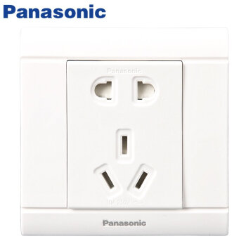 松下（ Panasonic） 开关插座面板 五孔插座面板 10A5孔墙壁墙面插座 佳典纯系列86型 WMS122 白色