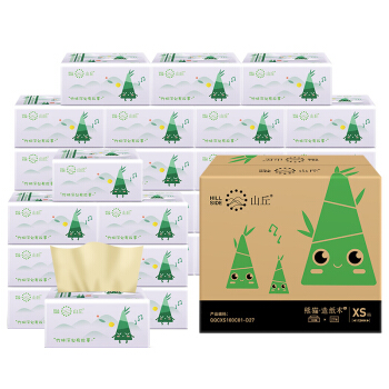 山丘 HILLSIDE 抽纸3层100软抽*27包竹浆本色无漂白印花擦手纸巾