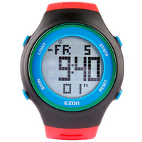 宜准(EZON)手表户外运动超薄手表学生电子计步防水功能男表黑色L008红