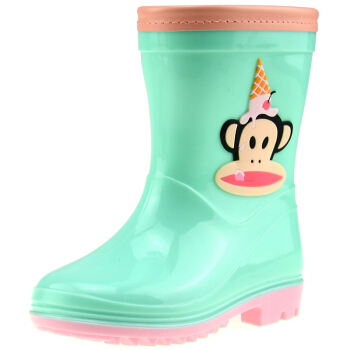 PaulFrank 大嘴猴儿童雨鞋男女宝宝雨靴时尚水鞋 PF1003 绿色 23码
