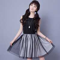 简芷（JIANZHI）夏季新款女装短款无袖蕾丝连衣裙雪纺套装 X1542 黑色 XL