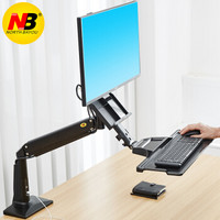NB FC35 电脑显示器支架 桌面万向旋转架 站立式办公桌升降工作台 22-35英寸黑色