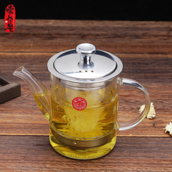 泰和盛 经典竹节耐热高硼硅玻璃茶壶茶具THH-1604B1可拆洗带滤网泡茶器360ml