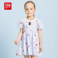 季季乐（JJLKIDS Partner Club ）童装女童连衣裙夏季小童公主裙宝宝裙子GXQ73407 蓝色 130