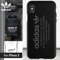 adidas（阿迪达斯）iPhoneX手机壳 新品炫酷背纹 硅胶全包 个性创意 简洁防滑防摔保护套 卡槽黑色