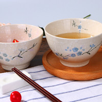 敏杨 餐具碗具套装面碗汤碗日式碗釉下彩陶瓷碗2头雪花瓷6英寸