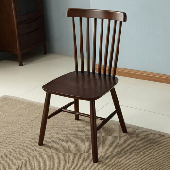 中伟实木餐椅子北欧风格温莎椅餐桌凳子现代简约靠背椅470*480*860胡桃色