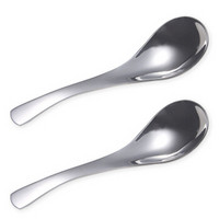 御良材 304不锈钢加厚中式餐勺 汤匙 调羹勺 饭勺 勺子 汤勺 羹匙（两支装） 中号 YB304-ZS2-ZB