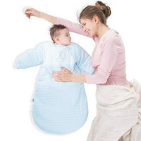 贝谷贝谷 婴儿睡袋纯棉秋冬儿童防踢被新生儿抱被 薄款 蓝色