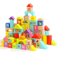特宝儿（topbright）80粒桶装儿童玩具积木木制实木宝宝积木玩具男孩女孩1-3-6岁