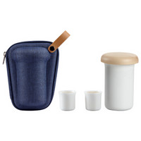 哲品旅行茶具套装陶瓷功夫茶具整套便携办公茶杯一杯套装（深蓝色丨陶瓷版）