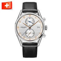 艾戈勒（agelocer）特立尼达系列瑞士手表 男士商务手表休闲真皮皮带男表防水石英表日历腕表 2102A1