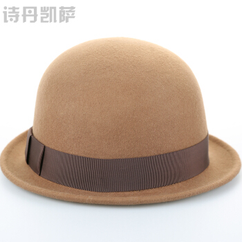 诗丹凯萨礼帽女士冬季短檐羊毛呢帽 FW214003 深驼色 55cm-57cm