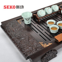 新功（SEKO） 黑檀木茶盘整套茶具 智能自动上水茶具套装电热水壶 实木茶台 F57 配F92电热茶炉