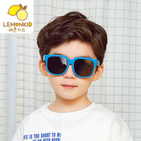 柠檬宝宝 lemonkid 韩版夏季儿童遮阳镜时尚个性树脂软镜框偏光太阳镜 28204 蓝色 均码