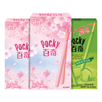 格力高（glico）慕思百奇巧克力饼干棒 烘焙早餐甜点吃货休闲网红零食3盒装 樱花限定抹茶