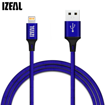 IZEAL苹果数据线Xs Max/XR/X/8/7手机快充充电器线USB电源线 支持苹果5/6S/7/8Plus iPad Air/Pro   1m-蓝色