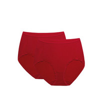 全棉时代 内裤 女士内裤三角裤 女士针织高腰三角裤160/90 红色+红色 2件装