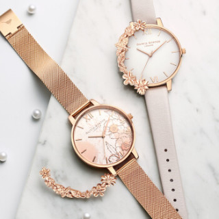 olivia burton手表,skagen 商品oliviaburton女款手表半篱花蔓女士手表情侣表学生少女时尚两戴可