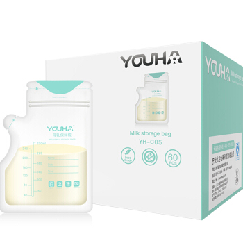 优合（youha）母乳储存袋冷冻人奶保鲜存壶嘴储袋奶水储奶袋60片装250ml-YH-C05