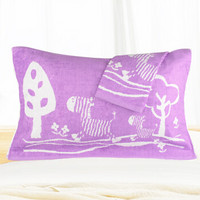 竹之锦 家居家纺 竹纤维亲肤柔软梦幻童年提花枕巾2条装 紫色 170g/条 50×78cm