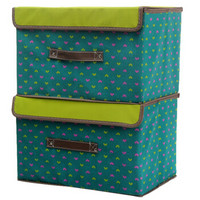 空间优品 环保布艺无纺布收纳盒 整理箱2只装22L（中号） 绿色