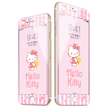 Hello Kitty 苹果6plus/6splus钢化膜 iPhone6plus/6splus碳纤维软边彩膜手机保护贴膜 早安凯蒂