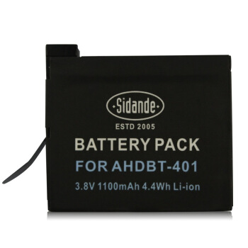 斯丹德（sidande)AHDBT-401 Gopro hero4运动摄像机电池  Gopro4配件 狗4专用电池