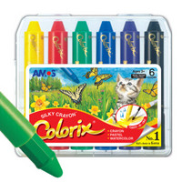 AMOS儿童蜡笔/油画棒韩国进口旋转可水洗画笔绘画工具—6色粗杆蜡笔