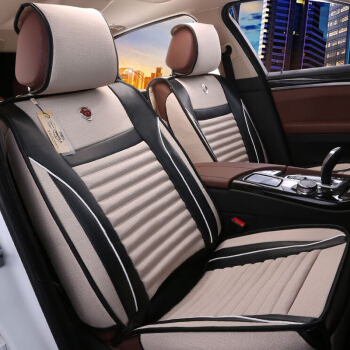 布雷什(BOLISH)五座四季通用汽车坐垫夏季凉垫仿亚麻养生全包围汽车座套座垫车垫车内饰品皮麻标准款神秘黑