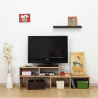 美达斯 电视柜 贝克S80小户型电视柜 日式环保简约储物地柜子 浅胡桃木色