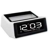 Timess闹钟 创意多功能汽车钟语音报时温度电子钟QA-32R白色