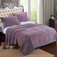 隽优 毛巾被 多彩玫瑰纯棉毯子 双人毯 夏季全棉空调毯夏凉被 紫色大号 180*200cm