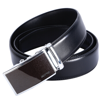 博牌BOPAI男士皮带 商务男式牛皮腰带 自动扣休闲裤带 黑色713-004281