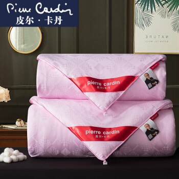皮尔卡丹 全棉丝绵薄被子蚕丝被100%桑蚕丝纯棉空调被夏凉被四季被双人被芯 粉色 蚕丝净重3斤 200*230cm