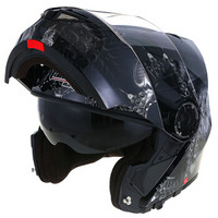坦克（Tanked Racing）摩托车头盔电动电瓶车头盔双镜片揭面盔 T270四季通用 L码 亚黑 幽灵之夜