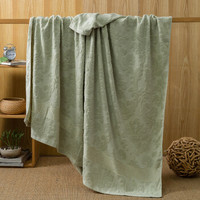迎馨家纺 全棉提花纯色毛巾被 双人多功能透气空调毯子午睡沙发四季毯盖毯 墨绿色 180*220cm