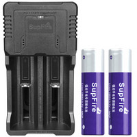 神火(supfire)智能USB双槽充电器+两节18650紫电池套装 强光手电筒专用可充电池充电器 26650等适用AC26-Z2
